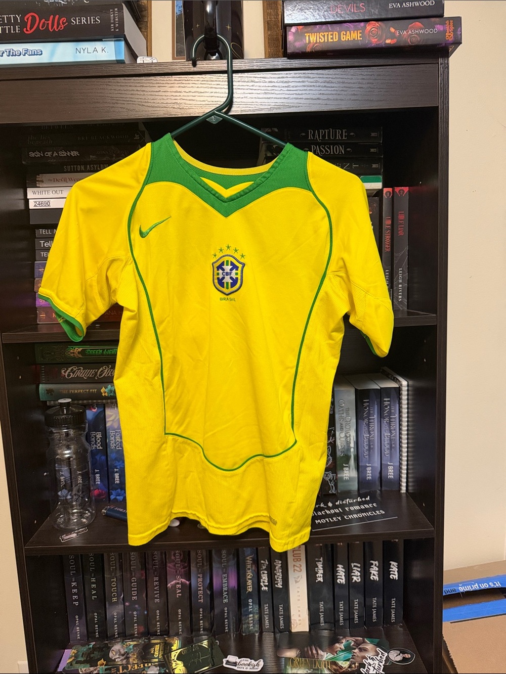 Nike Brazil Kids Yellow Soccer Top with Green Trim